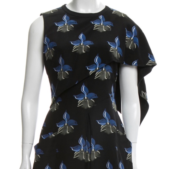 Fendi Size S 100% Silk Floral Ruffle Mini Dress - Picture 3 of 8